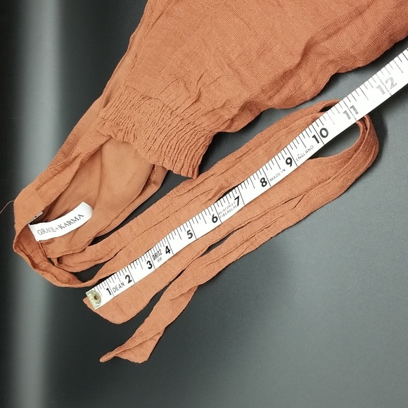 Grace + Karma Large Terracotta Tank with Back Tie Neck Multi Ruffled Midi Dress - Picture 7 of 8